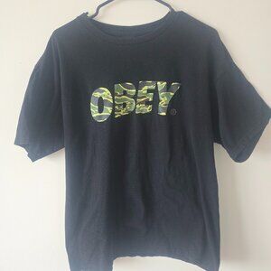 Obey Camo Logo Graphic T-Shirt Black Streetwear Tee